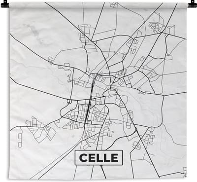 Wandkleed - Wanddoek - Plattegrond - Celle - Kaart - Stadskaart - 180x180 cm - Wandtapijt