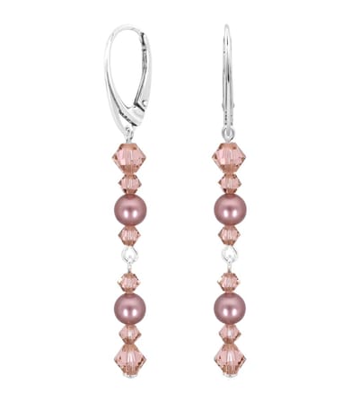 ARLIZI 2359 Oorbellen parel Swarovski kristal roze - sterling zilver - 6,5 cm