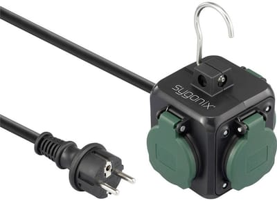 Sygonix SY-6903362 Stekkerdooskubus Zwart, Groen Randaarde stekker 1 stuk(s)