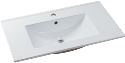 Vente-unique Zwevend badkamermeubel met inbouwwastafel - Wit - 80 cm - SATOBAL