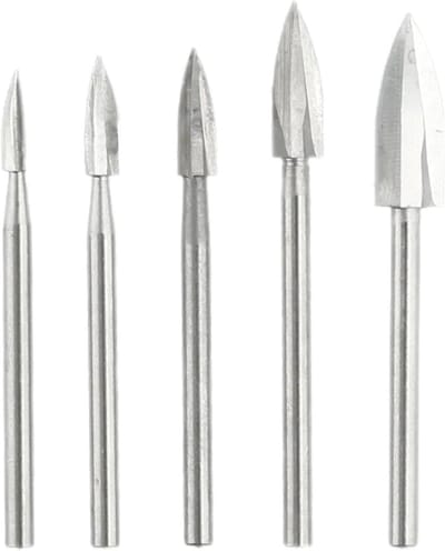 Houtsnijfrees Set - Graveerboren Hout - Houtbewerking Detail - Snelstaal Materiaal - 5 Delig 3mm Schacht - Zilver