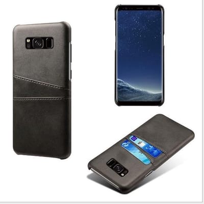 Back Cover met Opbergvakjes + Gehard Glas Screenprotector voor Galaxy S8 _ Zwart