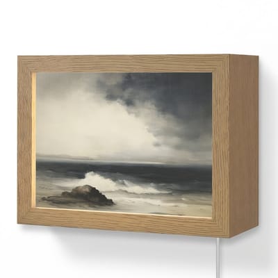 Wandlamp 20x15 cm - Oplaadbaar - Zee - Rotsen - Storm - Wandlampen binnen woonkamer - Slaapkamer lamp met kabel - Decoratieve nachtlamp - Vloerlamp snoer