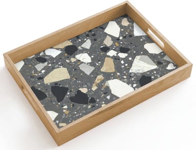 Dienblad hout 40x30 cm - Schootdienblad - Terrazzo - Decoratie - Interieur - Stenen - Borrelplank rechthoek - Plateau dienbladen