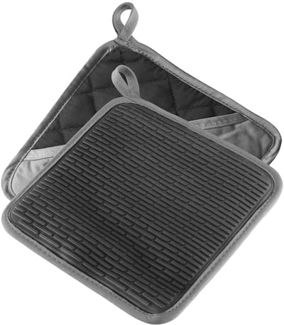 Westmark pannenlappen – Handige pannenlappen voor veilig werken aan het fornuis en de oven, keukenhandschoenen met hittebestendigheid tot 250 °C – Grijs/antraciet