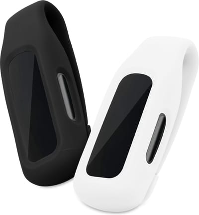 kwmobile 2x Clip Holders for Fitbit Inspire 3 / Inspire 2 / Ace 3 Clip On - Fitness Tracker Case Holder Replacement Set - TPU Silicone Tracker Holder for Sport - Black / White