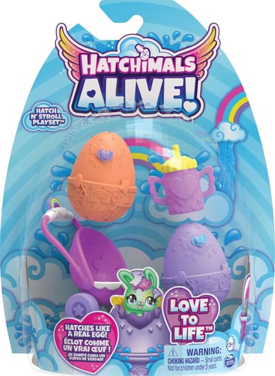 Hatchimals Alive - Hatch N' Stroll-speelset met kinderwagen en 2 minifiguren in eieren die zelf uitkomen