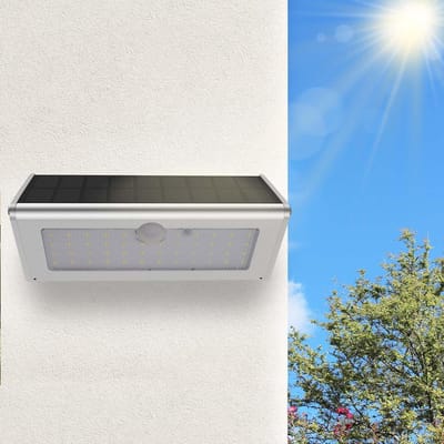 Ynkkvre – solarlamp – solar buitenlamp met bewegingssensor – 4 lichtmodi, 46 LED’s, 1100 lm – IP65 waterdichte LED spotlight – voor tuin en binnenplaats