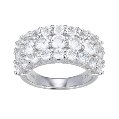 Cavill - Zilveren ring 925 Sterling gerhodineerd - Witte topaas 3 387 ct pavé zetting - 25 Braziliaanse edelstenen elegant