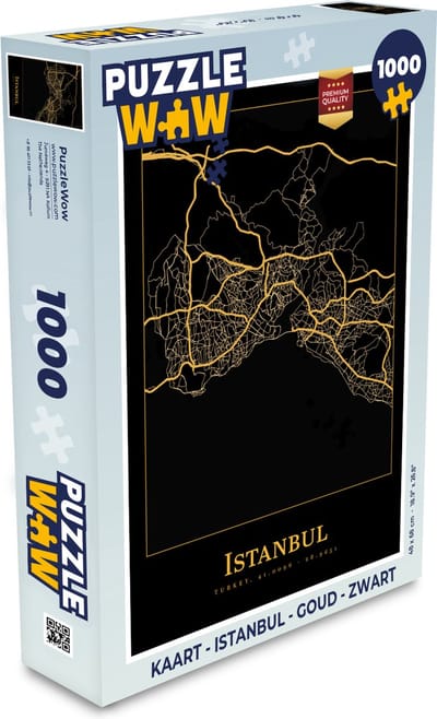 Puzzel Kaart - Istanbul - Goud - Zwart - Legpuzzel - Puzzel 1000 stukjes volwassenen
