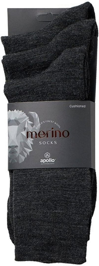 Apollo Sokken Wol/Terry 3-Pack Antraciet - Sokken - 43-46
