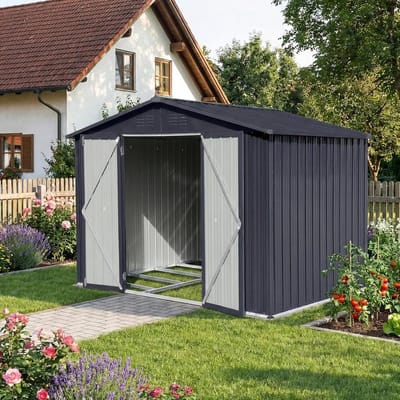 Albatros Profi gereedschapsschuur XL - gegalvaniseerd metaal in antraciet (RAL 7016) | 259x189x192cm, 9,4m³ | incl. slot & gereedschapshaken | weerbestendig gereedschapsschuurtje, tuinkast, gereedschapsschuurtje