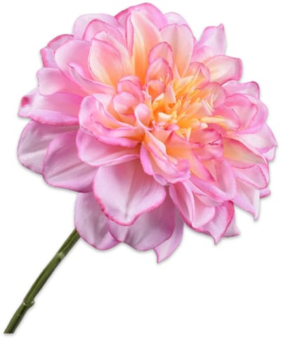 Silk-ka Kunstbloem-Zijden Bloem-Kunsttak Dahlia Steel Roze-Geel 68 cm Per 2 Stuks