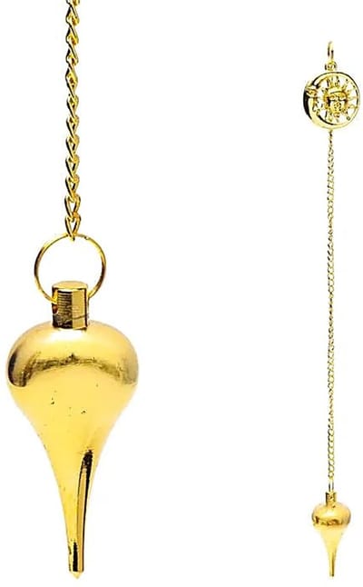 Pendel zon en maan goudkleurig in fluwelen zakje – 24 cm