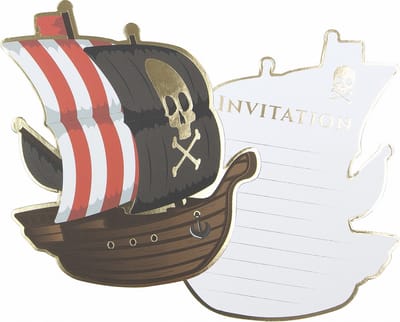 PARTYPRO - 8 Piratenschip uitnodigingen 10 x 12 cm