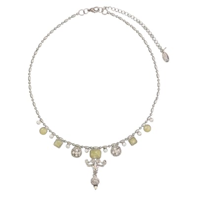 Behave - Vintage Korte Ketting met Witte en Transparante Kristal Steentjes