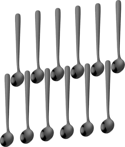 House of Husk Theelepels Set - Theelepeltjes - Koffielepels - Koffielepeltjes - RVS - 13cm - 12 Stuks - Zwart