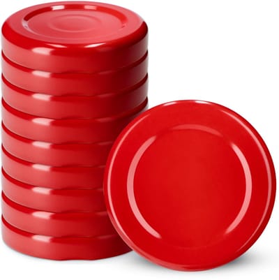 KADAX Schroefdeksel fi43 mm, metalen twist-off-dekselset geschikt voor 40 ml potten, reservedeksel met 4 vergrendeltanden, deksel voor weckpotten, flessen en weckpotten (10 stuks, rood)