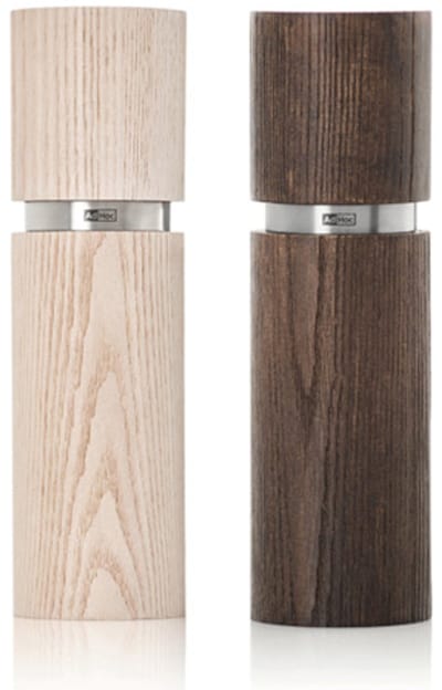 AdHoc Textura Antique Peper- & Zoutmolen Set – 2-delig – 15 cm – Bruin & Wit – Essenhout – CeraCut Keramisch Maalwerk