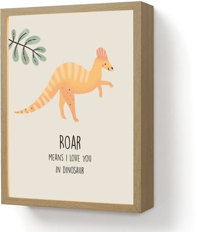 Nachtlampje 30x40 cm - Kinder lamp - Dino - Quote - Dinosaurus - Beige - Tafellamp kinderkamer draadloos - Slaapkamer lampje - Bedlamp kinderen - Kinderlampje - Wandlamp babykamer - Nachtlampjes