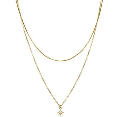 Luxeketting gemaakt van 925 sterling zilver en 18k geelgouden zirkonia - Najme