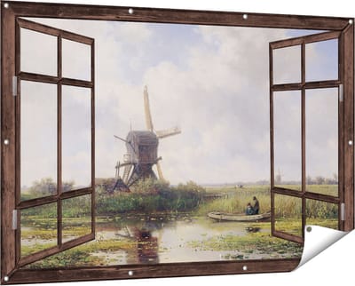 Gards Tuinposter Doorkijk In ’t Gein bij Abcoude - Willem Roelofs - 150x100 cm - Tuindoek - Tuindecoratie - Wanddecoratie buiten - Tuinschilderij