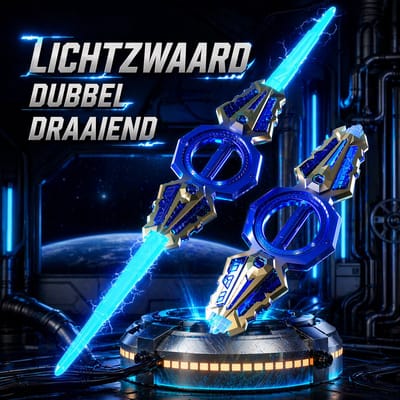 Hero Sword Lichtzwaard – Oplaadbaar Dubbel LED Zwaard Blauw/Wit – Interactief Speelgoed met Geluid – Uitschuifbaar Cosplay Zwaard