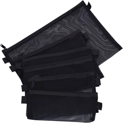 Assortiment Size Mesh Zip Portemonnee Nylon Ultralicht Kantoor Reistas Rits Tas 5 Stuks (zwart, Geassorteerd)