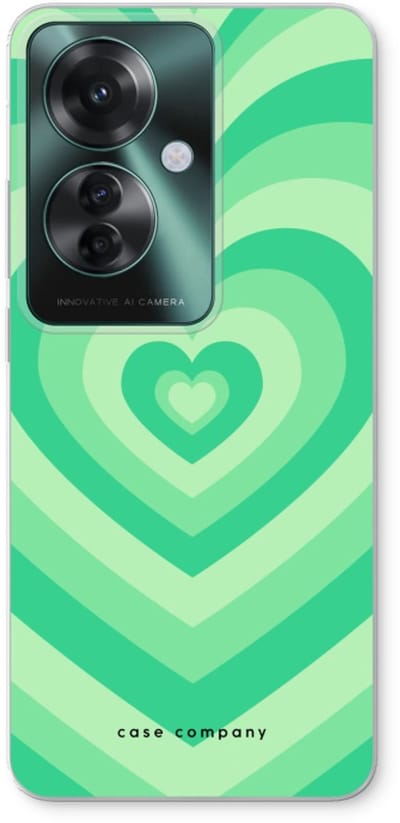 Case Company® - Hoesje geschikt voor Oppo Reno 11 F hoesje - Hart Groen - Soft Cover Telefoonhoesje - Bescherming aan alle Kanten en Schermrand