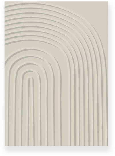 Poster 20x30 cm - Organische Lijnen - Beige - Minimalistisch - Japandi - Muurdecoratie - Wanddecoratie