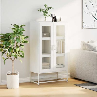 vidaXL - Hoge - kast - 68x39x123 - cm - staal - wit