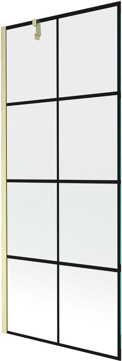 Mexen Next badscherm 1-vleugelig 80 x 150 , zwarte raster, goud geborsteld - 895-080-000-00-77-55