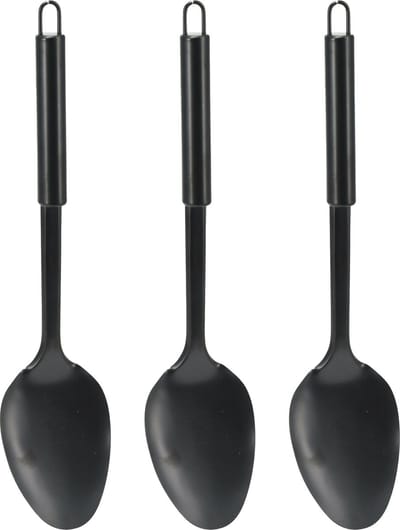 Excellent Houseware Kook/keuken gerei - 3x - opschep lepel - zwart - RVS - 32 cm