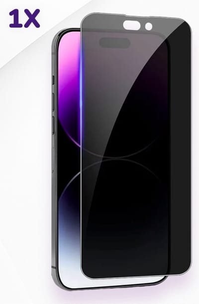AziLine Privacy Glas Screenprotector Geschikt voor iPhone 14 Pro - Ultieme Privacy Schermbescherming geschikt voor iPhone 14 Pro - Privacy Screen Protector iPhone 14 Pro - Privacy Premium Glas - Edge to Edge - Hoge Kwaliteit