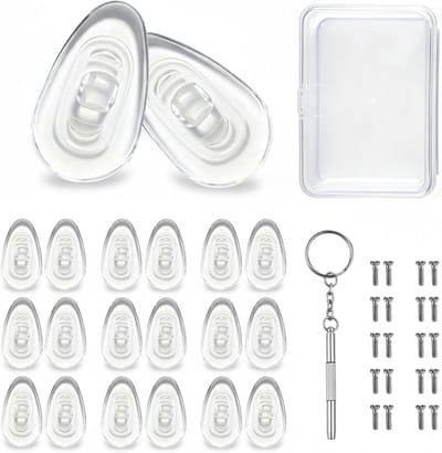 10 Paar Siliconen Neuspads voor Bril - Schroefbaar - Zachte Airbag Neuskussentjes 15 mm - Bril Reparatieset met Schroeven en Schroevendraaier - Antislip - Geschikt voor Brillen en Zonnebrillen