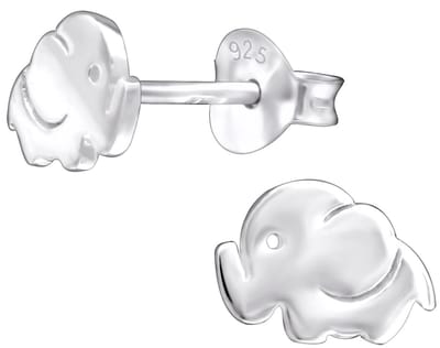 Joy|S - Zilveren baby olifant oorbellen - 8 x 6 mm - gepolijst - oorknoppen
