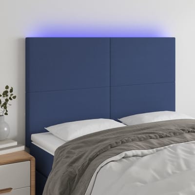 vidaXL - Hoofdbord - LED - 144x5x118/128 - cm - stof - blauw