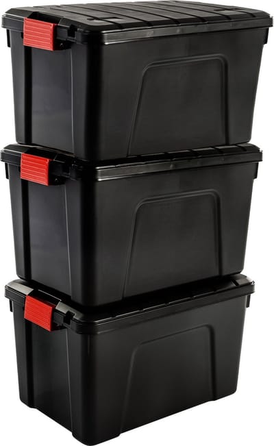 IRIS Store-It-All Opbergbox - 60L - Kunststof - Zwart - Set van 3