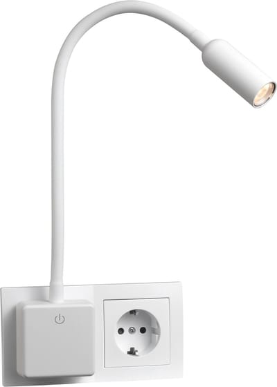 EINLICHT "LED-Point" - Nachtlamp 4W - Flexibele arm 40cm - Leeslamp 260Lm - 3-staps dimbaar Bedlamp - 3000K Stopcontact Lampje- Wit