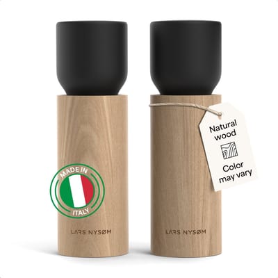 LARS NYSØM LARS NYSØM Houten Zout- en Pepermolen Set - Handmatige Zout en Peper Molens met Verstelbaar Keramisch Mechanisme - Elegante Beukenhouten Molen voor Keuken of Tafel (Carbon Black)