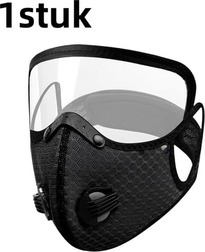 1 stuk - Beschermend masker - Sportmaskerfilter stofdicht warm masker beschermlens afneembaar - zwart