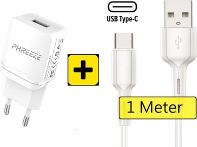 Usb Stekker 5V 1A + usb C naar usb kabel 1M - Telefoon oplader - Universeel