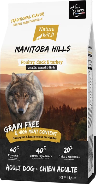 Natura Wild Manitoba Hills - Graanvrije Hondenvoeding - gevogelte, eend en kalkoen - 2kg