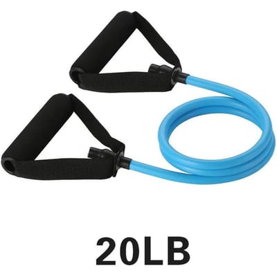 5 niveaus weerstandsbanden met handgrepen yoga trektouw elastische fitnessoefening buisband voor thuistrainingen krachttraining blauw