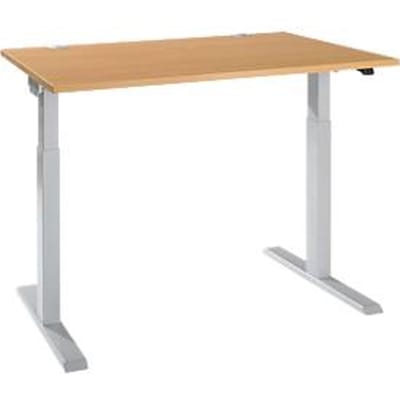 Bureau ERGO-T 2.0 - elektrisch in hoogte verstelbaar - B 1200 x D 800 x H 715-1205 mm - T-voet blank alu - beuken decor - ons merk Schäfer Shop Select