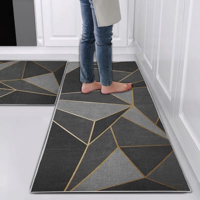 Dailygoods- Keukenloper Wasbaar - Set van 2 - Antislip - Geometrisch Patroon - 43 x 75 cm / 43 x 150 cm - Zacht Materiaal - Keukentapijt