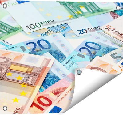 Gards Tuinposter Euro Geld Biljetten - Briefjes - 50x40 cm - Tuindoek - Tuindecoratie - Wanddecoratie buiten - Tuinschilderij