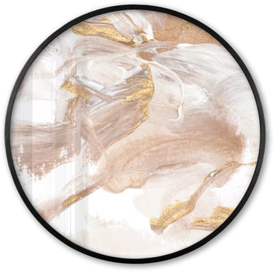 Poster in lijst Rond - Fotolijst 60x60 cm - Posters - Aquarelverf - Goud - Abstract - Ronde posterlijst zwart - Decoratie - Wanddecoratie woonkamer - Muurdecoratie slaapkamer