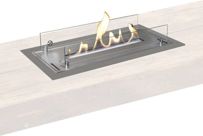 Xaralyn Bio-ethanol haard - bio-ethanol brander L - met inbouwprofiel - geborsteld RVS - 3 KW verwarming - eenvoudig inbouwen - veilig - inbouwhaard - echte vlammen