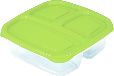 Plasticforte Vershoudbakje 3-vaks - 1ST - 1,2L - meal prep - herbruikbaar - groen - vaatwasser bestendig - magnetron bakjes
